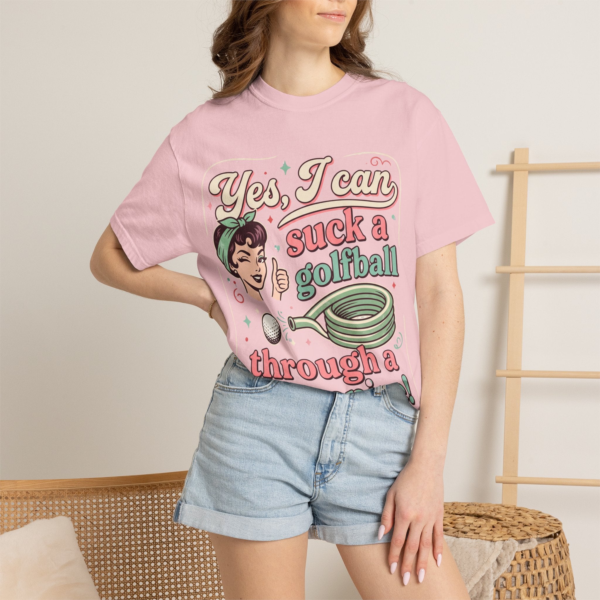 Vintage Retro Tee — “Yes, I Can Suck a Golfball Through a Hosepipe!”
