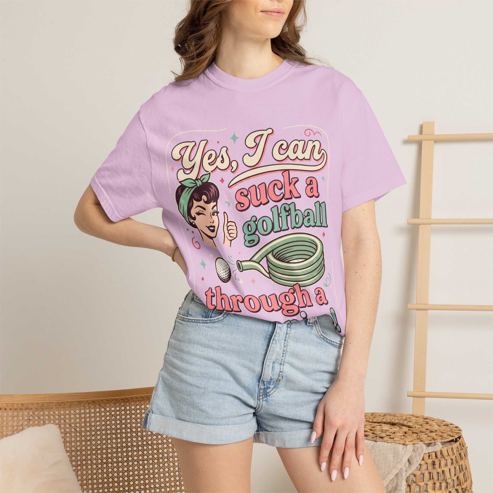 Vintage Retro Tee — “Yes, I Can Suck a Golfball Through a Hosepipe!”