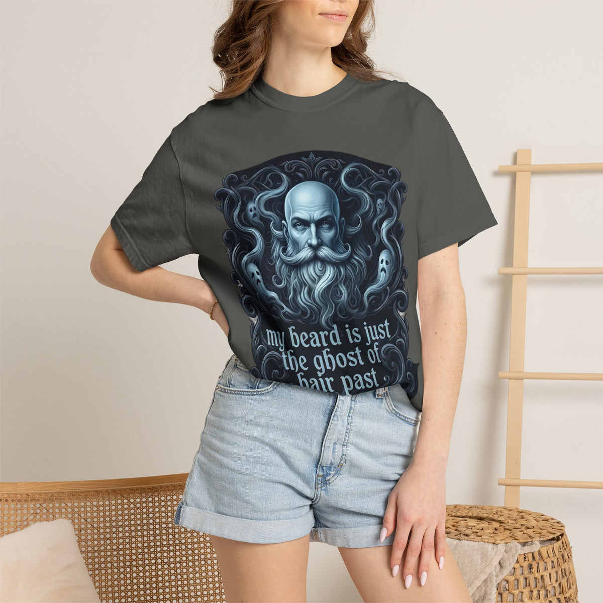 Graphic T-Shirt — 'My Beard Is Just the Ghost of Hair Past' Vintage Skull Design