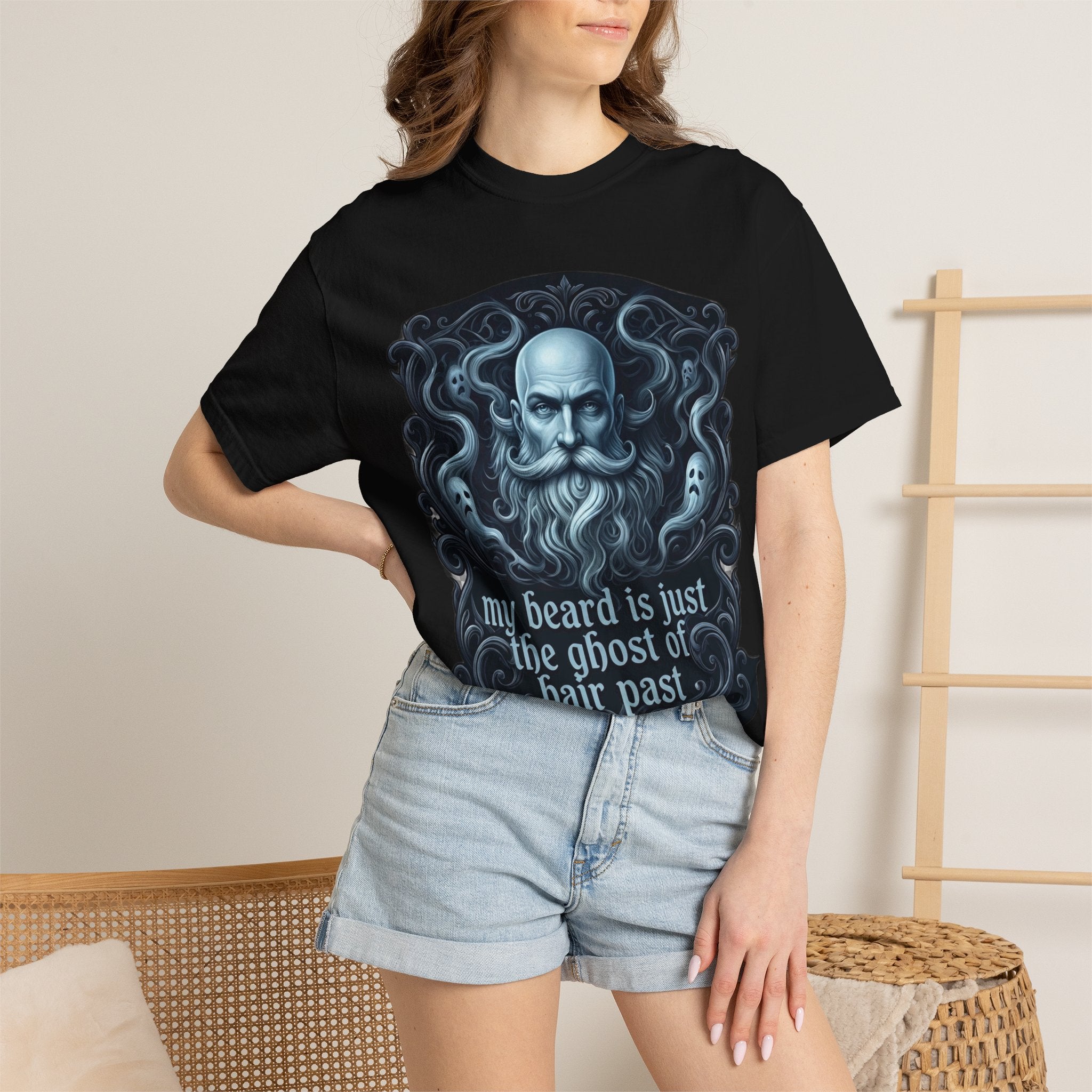 Graphic T-Shirt — 'My Beard Is Just the Ghost of Hair Past' Vintage Skull Design