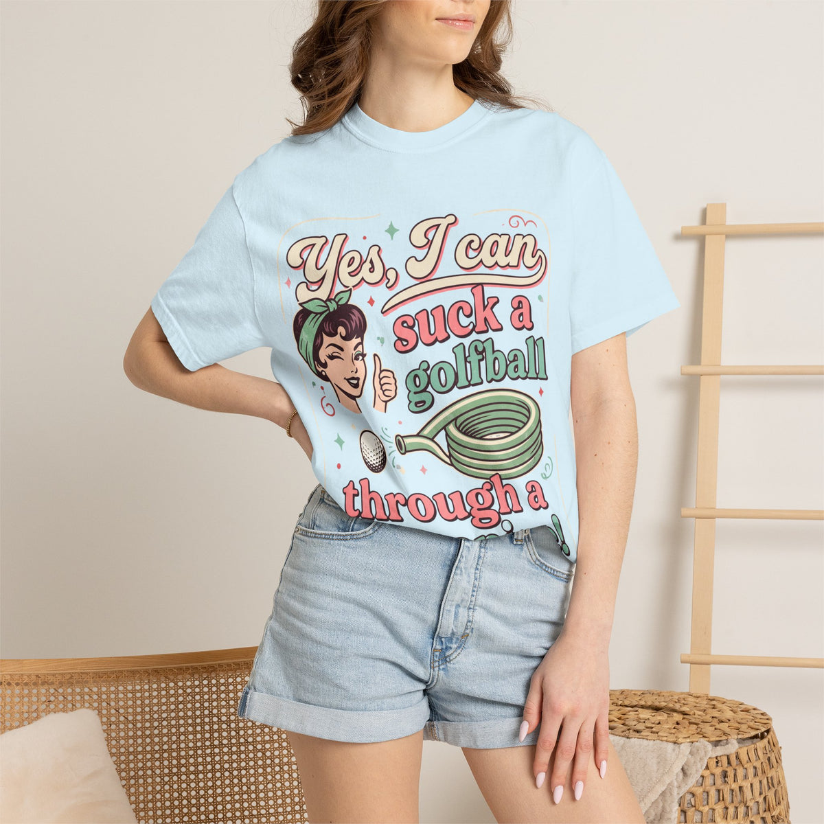 Vintage Retro Tee — “Yes, I Can Suck a Golfball Through a Hosepipe!”
