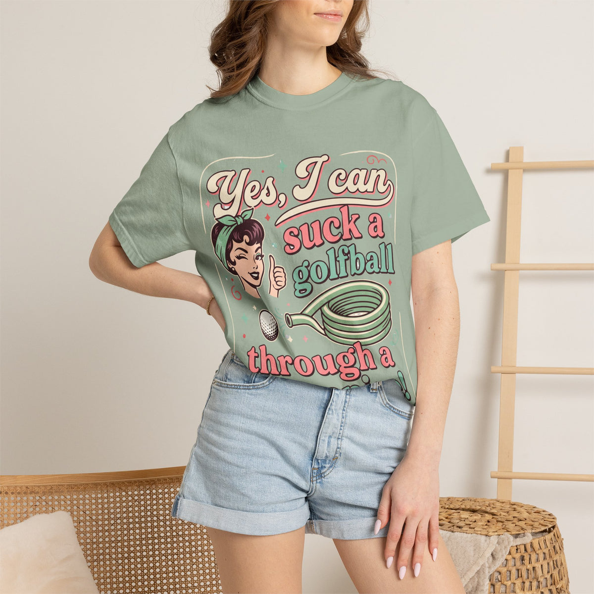 Vintage Retro Tee — “Yes, I Can Suck a Golfball Through a Hosepipe!”