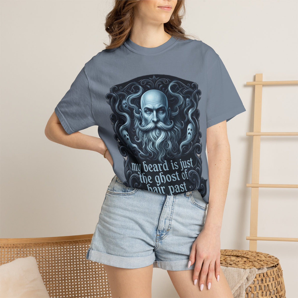 Graphic T-Shirt — 'My Beard Is Just the Ghost of Hair Past' Vintage Skull Design